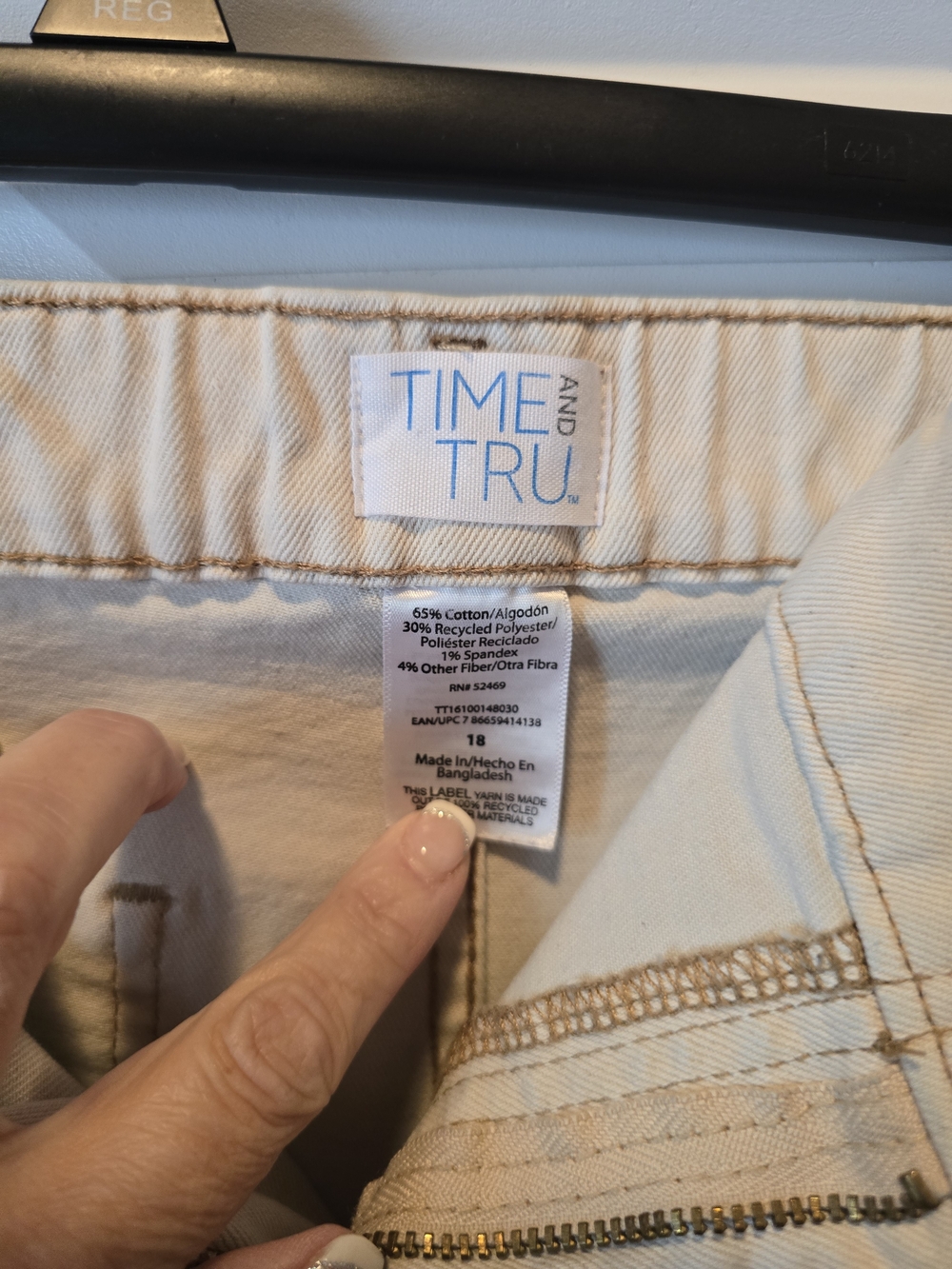 Time and Tru High-Rise Jean Shorts in Light Tan